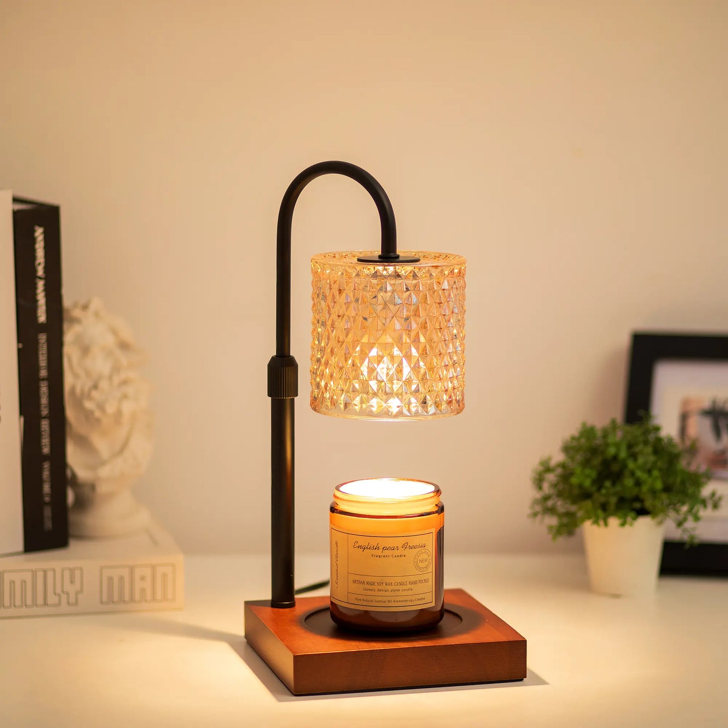 Dimmable Candle Warmer Lamp with Timer - Vintage Home Decor, Table Lamp, Night Light for Bedrooom & Gifts for Women Home Decor, Includes 2 Bulbs
