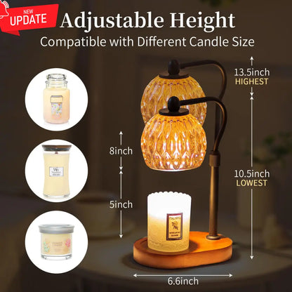 Dimmable Candle Warmer Lamp with Timer - Vintage Home Decor, Table Lamp, Night Light for Bedrooom & Gifts for Women Home Decor, Includes 2 Bulbs