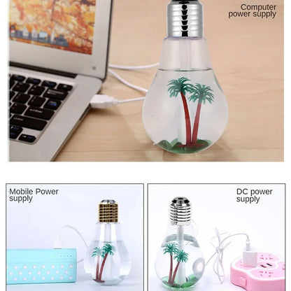 Mute Small USB Bulb Humidifier Desktop Colorful Night Light Air Humidifier Car Mini Usb Aromatherapy Machine Atomizer Diffuser