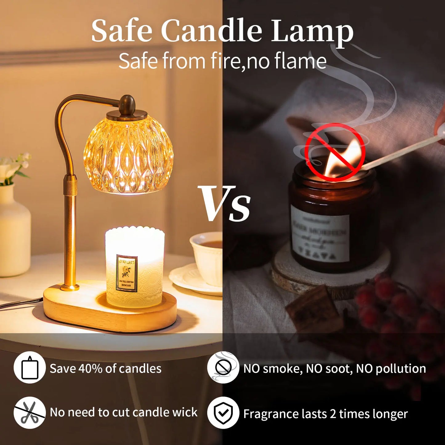 Dimmable Candle Warmer Lamp with Timer - Vintage Home Decor, Table Lamp, Night Light for Bedrooom & Gifts for Women Home Decor, Includes 2 Bulbs