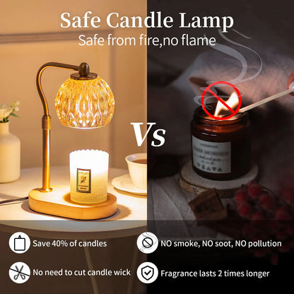 Dimmable Candle Warmer Lamp with Timer - Vintage Home Decor, Table Lamp, Night Light for Bedrooom & Gifts for Women Home Decor, Includes 2 Bulbs