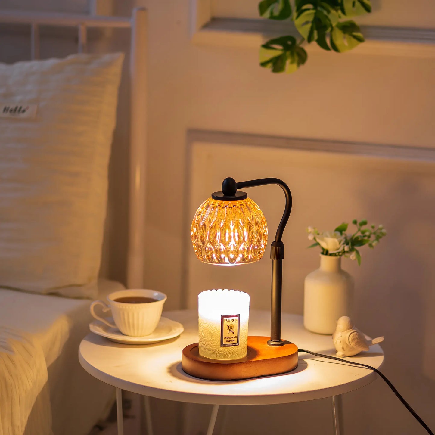 Dimmable Candle Warmer Lamp with Timer - Vintage Home Decor, Table Lamp, Night Light for Bedrooom & Gifts for Women Home Decor, Includes 2 Bulbs