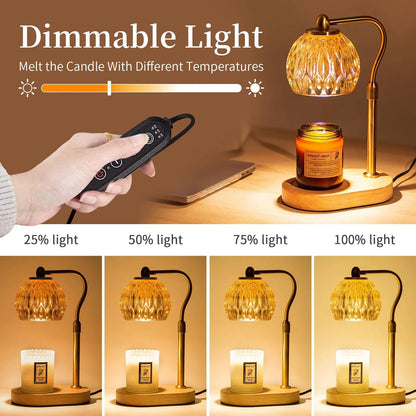 Dimmable Candle Warmer Lamp with Timer - Vintage Home Decor, Table Lamp, Night Light for Bedrooom & Gifts for Women Home Decor, Includes 2 Bulbs